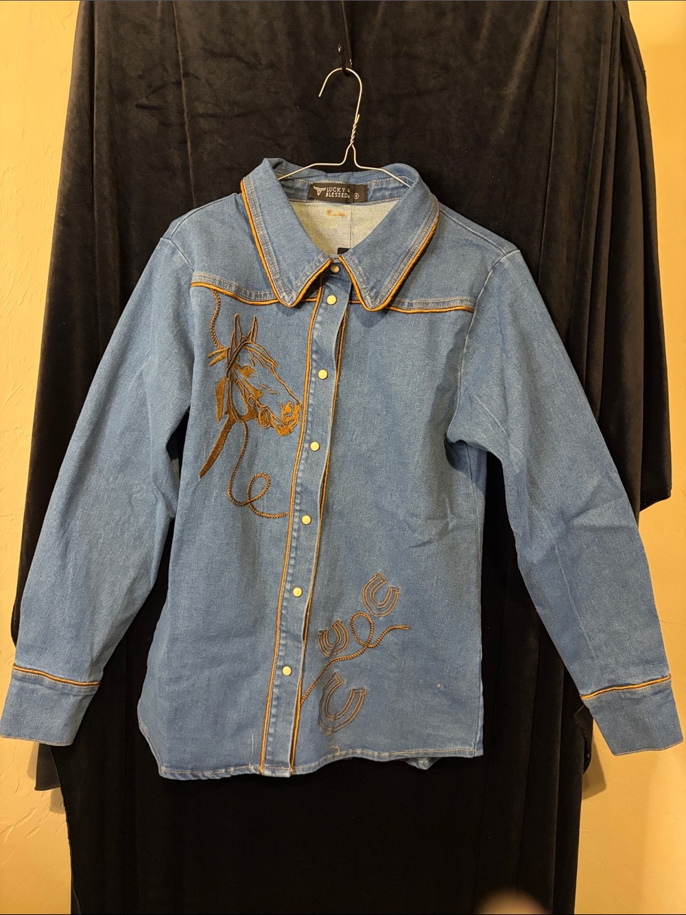 NWT Lucky & Blessed denim long sleeve shirt